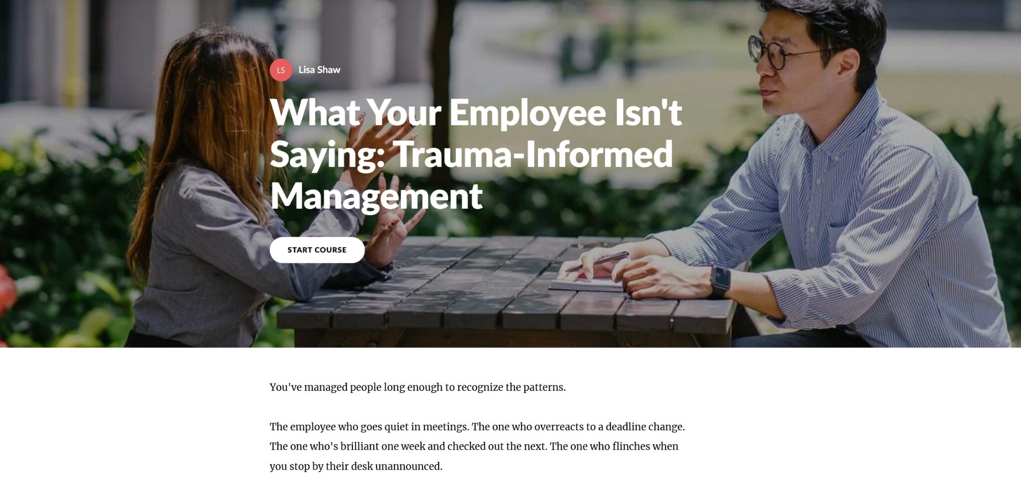 What Your Employee Isn't Saying: Trauma-Informed Management course banner